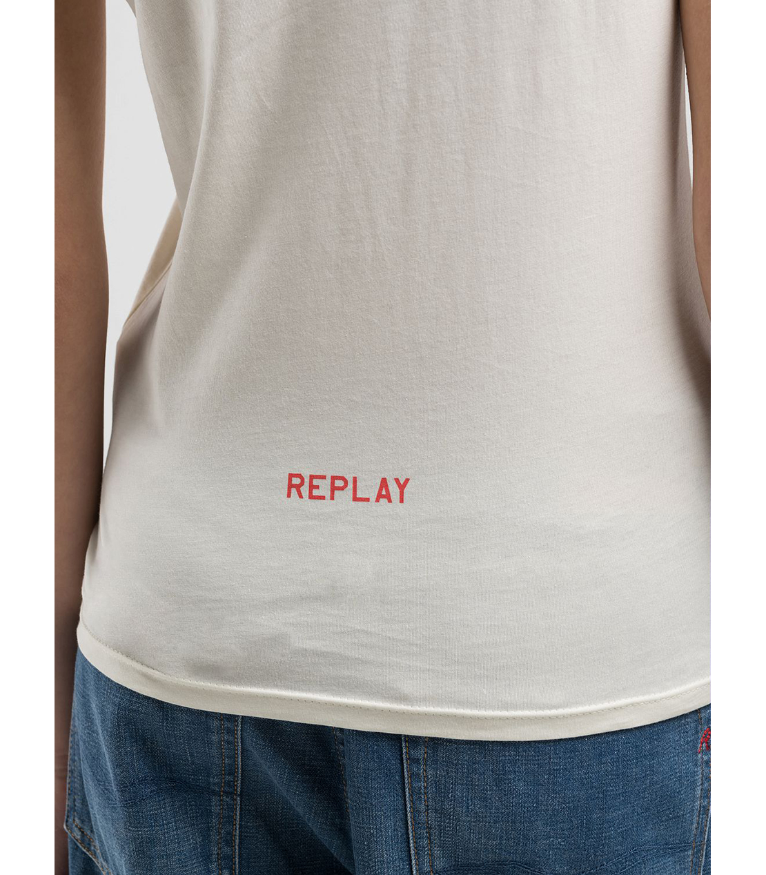 スキニーフィットコットンジャージーALOHAプリントTシャツ 詳細画像 バターホワイト 6